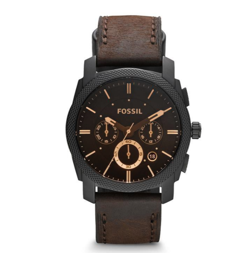 Men's Machine Mid-Size Leather Watch