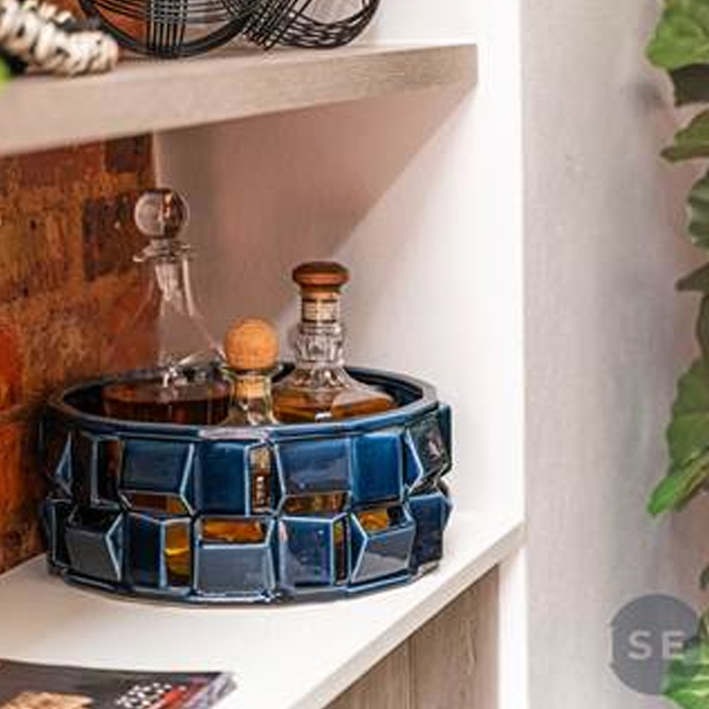 Navy Geo Bowl (34 x 34cm)