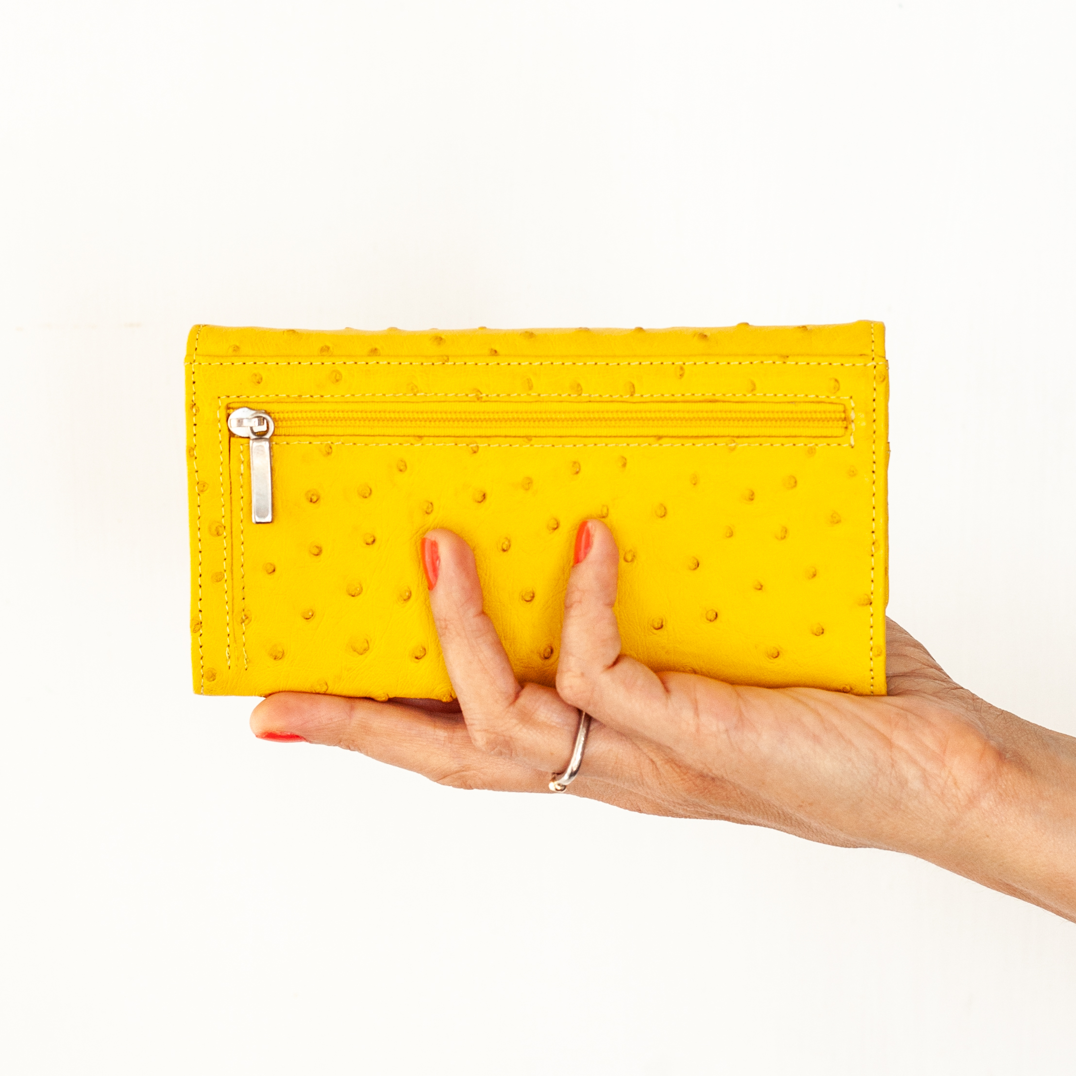 Genuine Ostrich Leather Ladies' Zip Purse