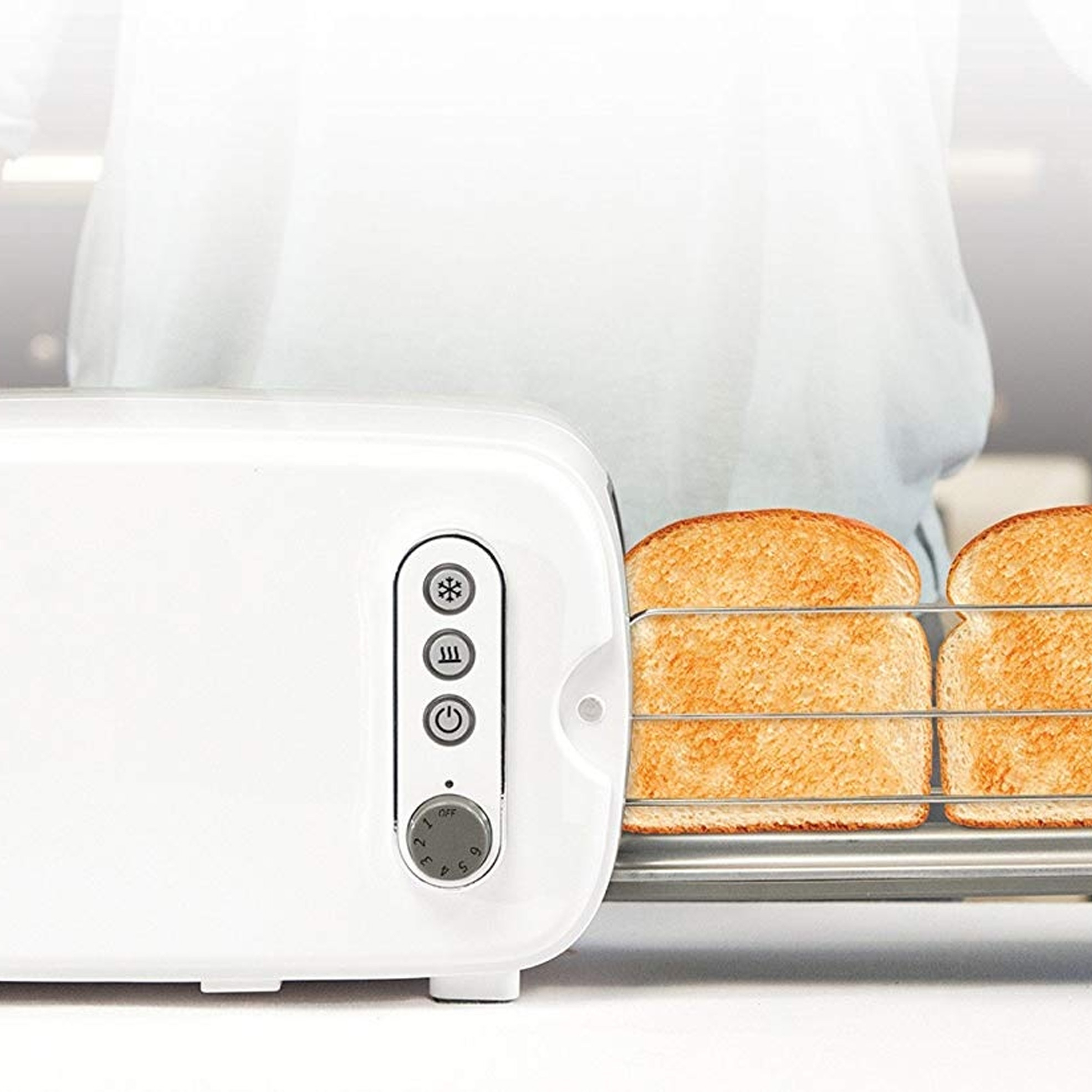 Toaster with Two Slice Side Loading Rack and Tray