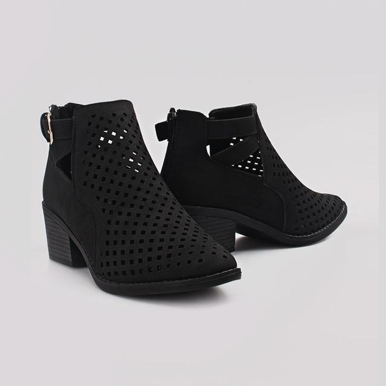 Ladies Lazer Cut-Out Ankle Boots
