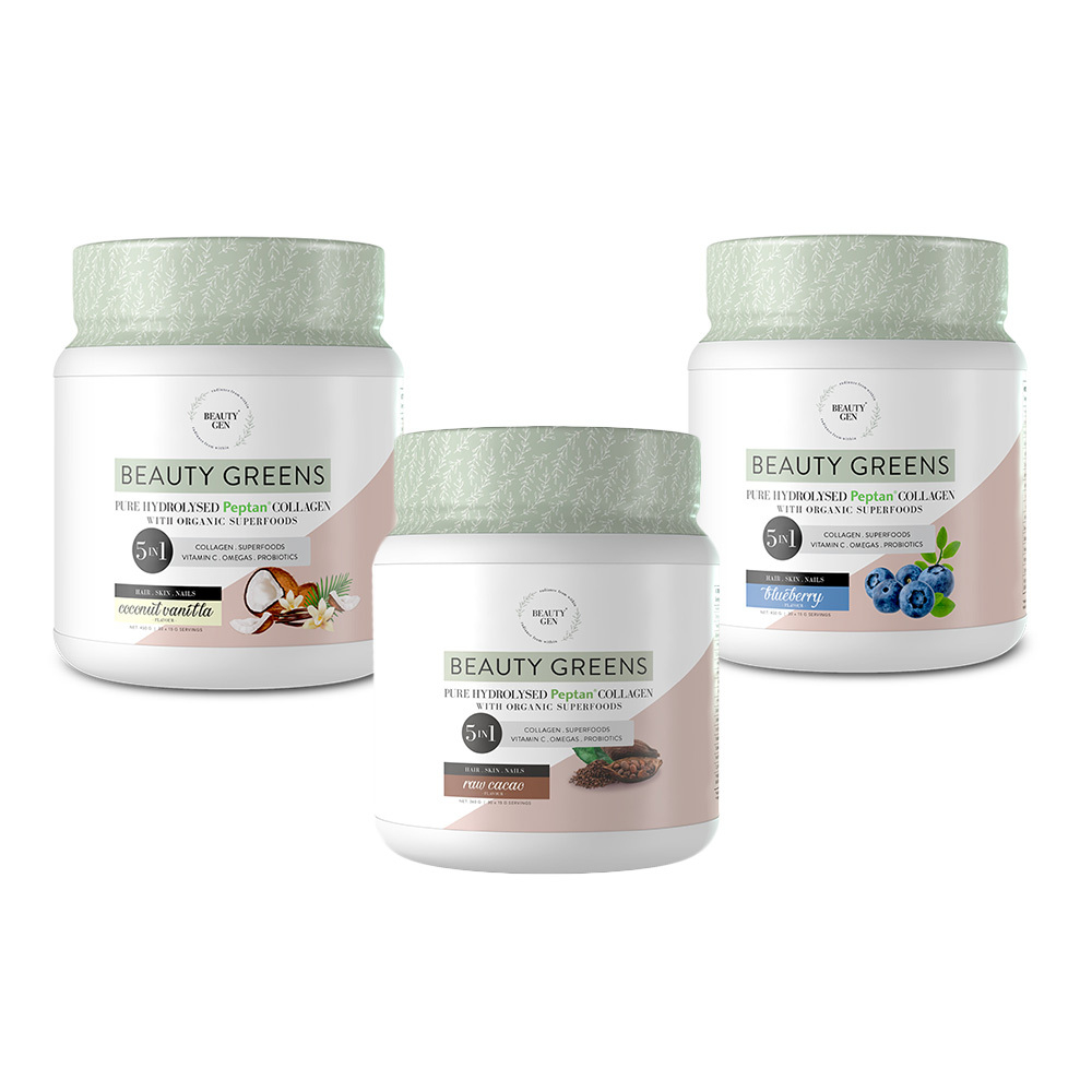 450g Beauty Greens 5-in-1 Pure Hydrolysed Peptan Collagen with Organic Superfoods