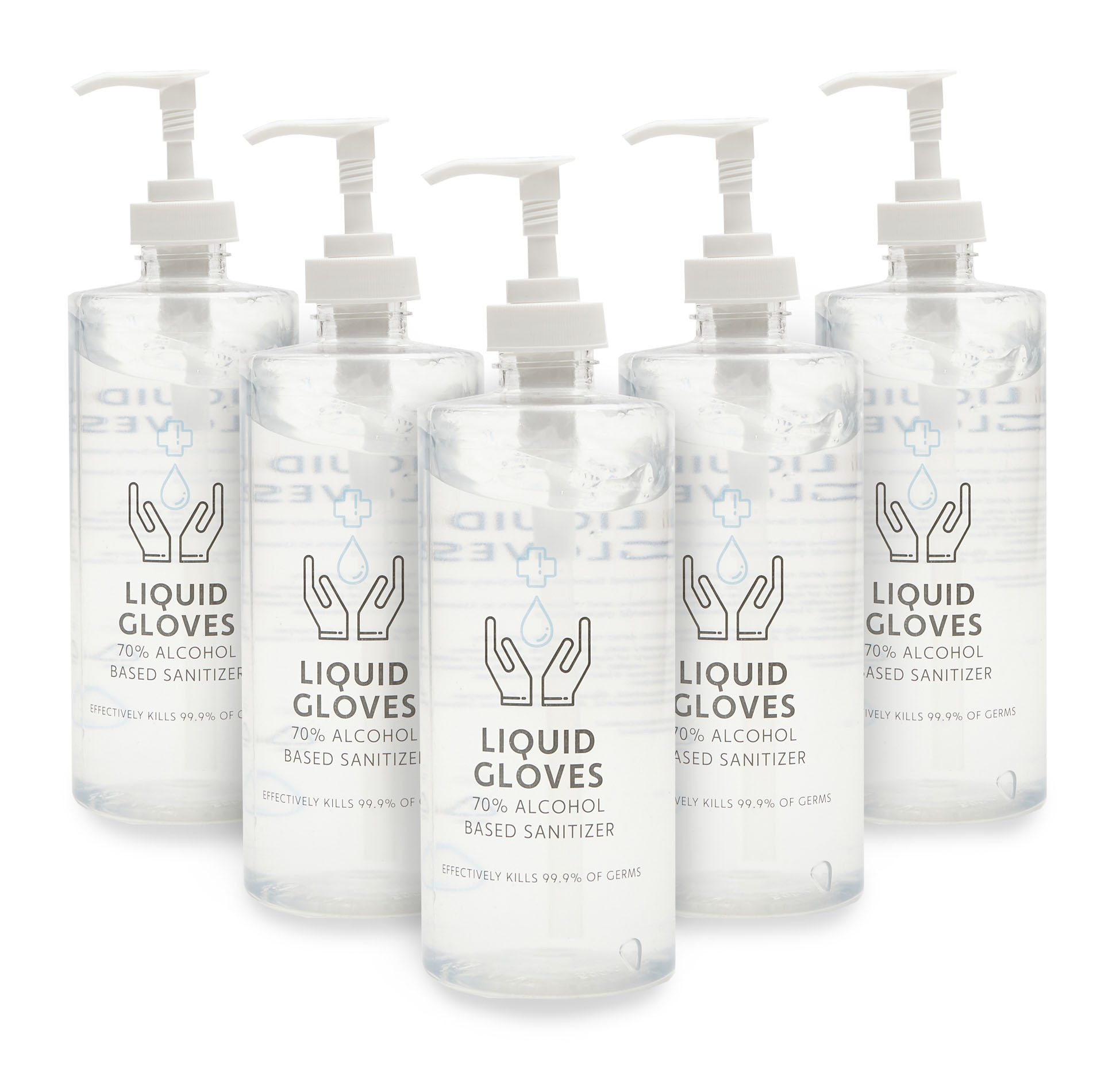 Pack of 5 x 500ml Alcohol-Based Liquid Hand Sanitiser (70%)