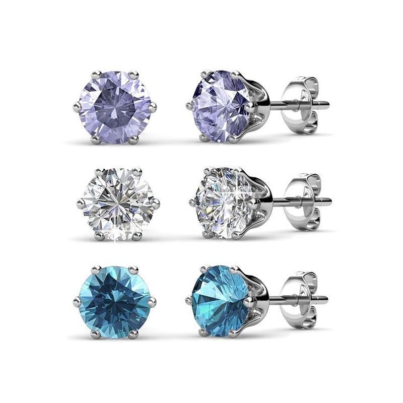 Birthstone Earrings with Swarovski Crystals in a Macaroon Case