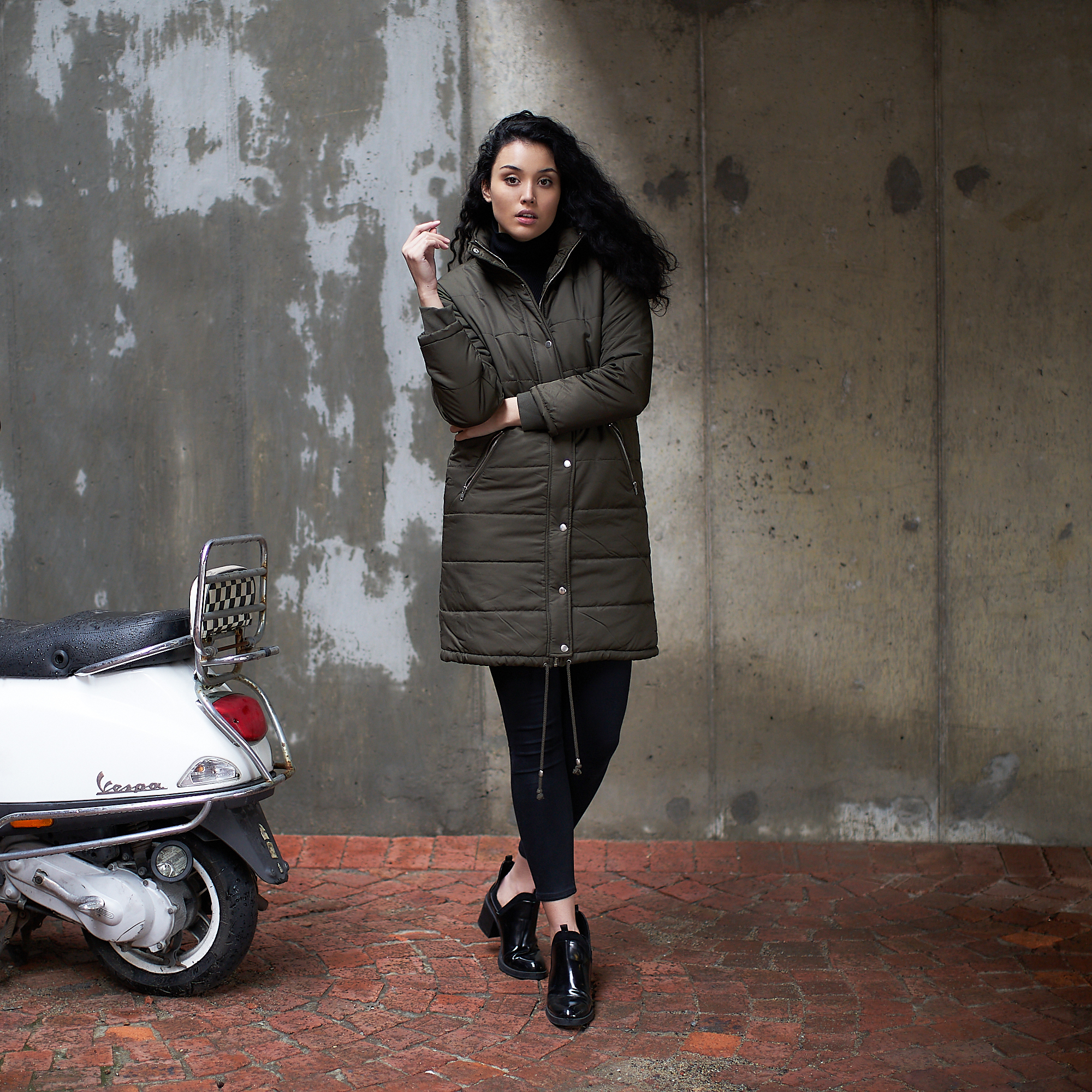 Ladies Longline Quilted Puffer