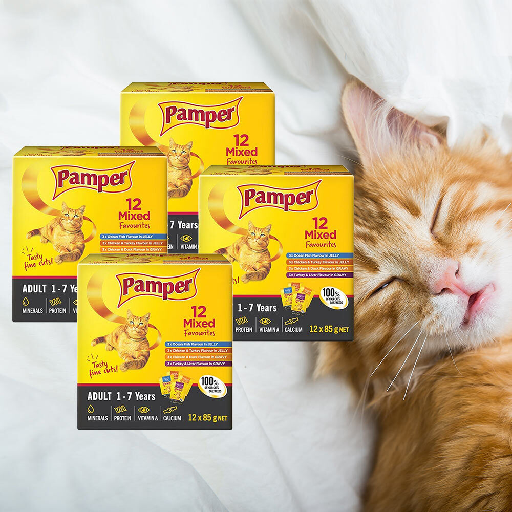 Pack of 4 Fine Cuts Mixed Favourites Cat Food Pouches Multi-pack (48 x 85g)