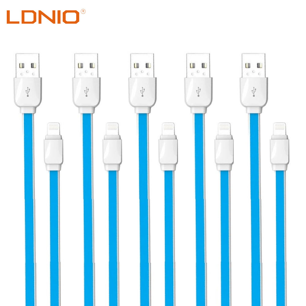 Pack of 5 2.1A/2.4A Fast Charging 1m Lightning or Micro USB Flat Data Cables