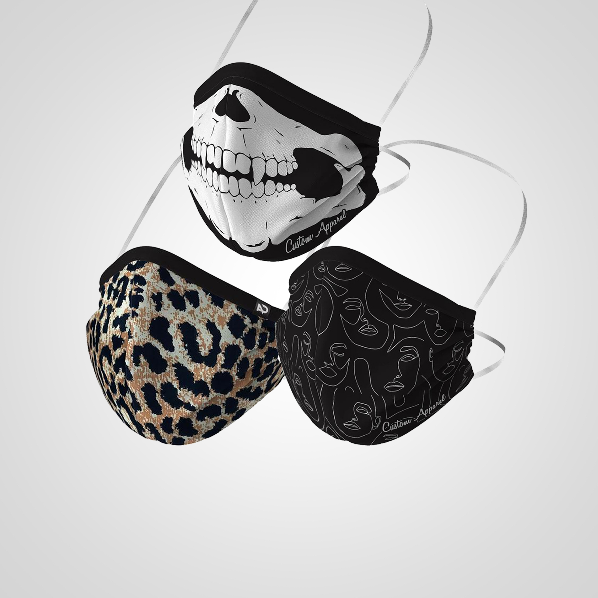 Pack of 3 Printed Face Masks with Filter