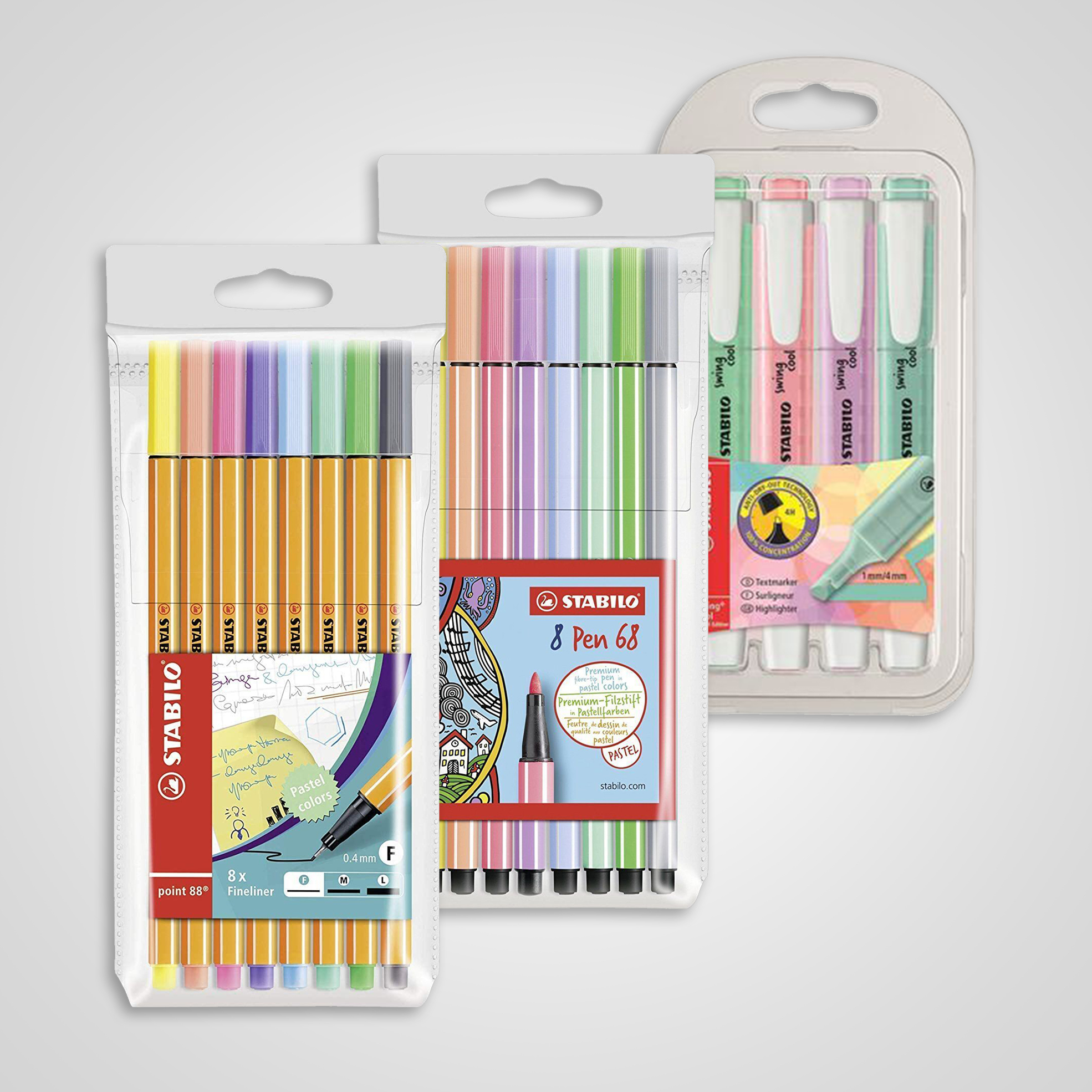 Pack of 20 Pastel Fineliners, Fibre-tip Pens & Highlighters