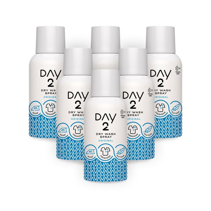 Pack of 6 Original Travel Size Dry Wash Clothes Spray 75ml