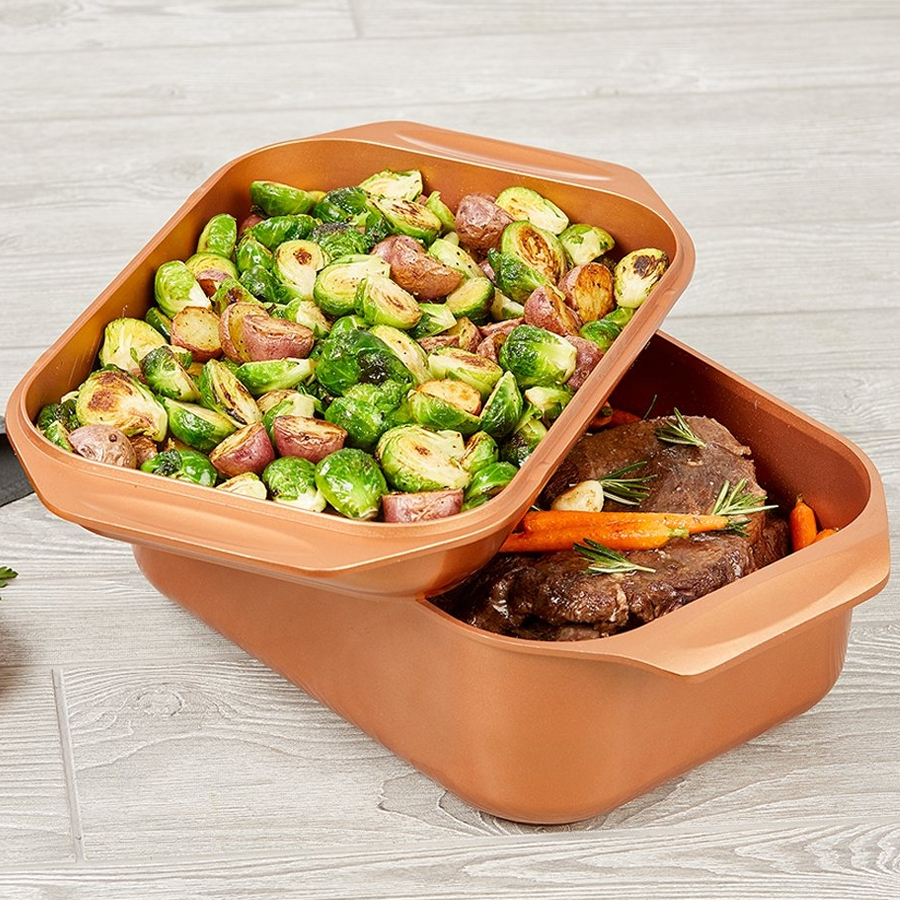 Deluxe Ceramic Wonder Cooker Copper Pan Set