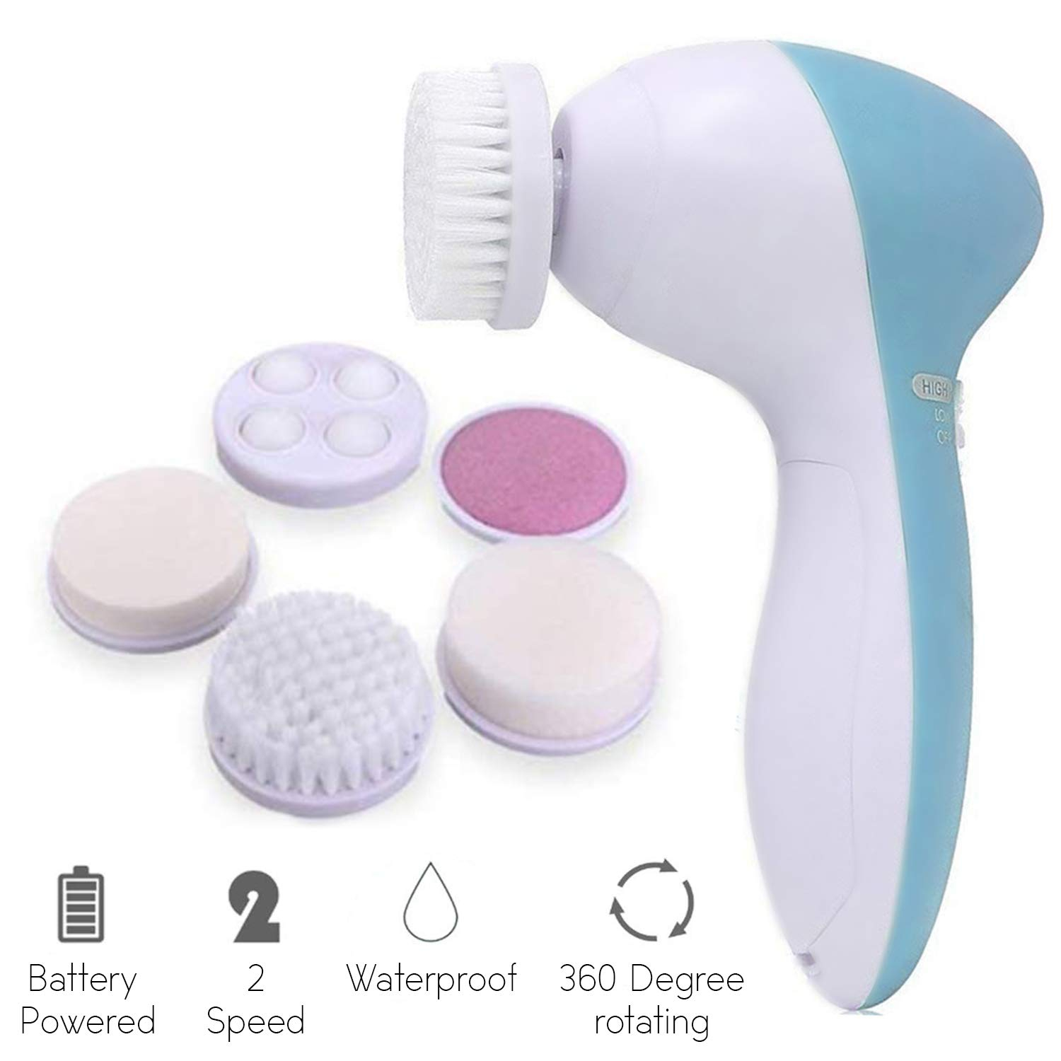 5-in-1 Battery Operated Facial Cleansing Brush Set