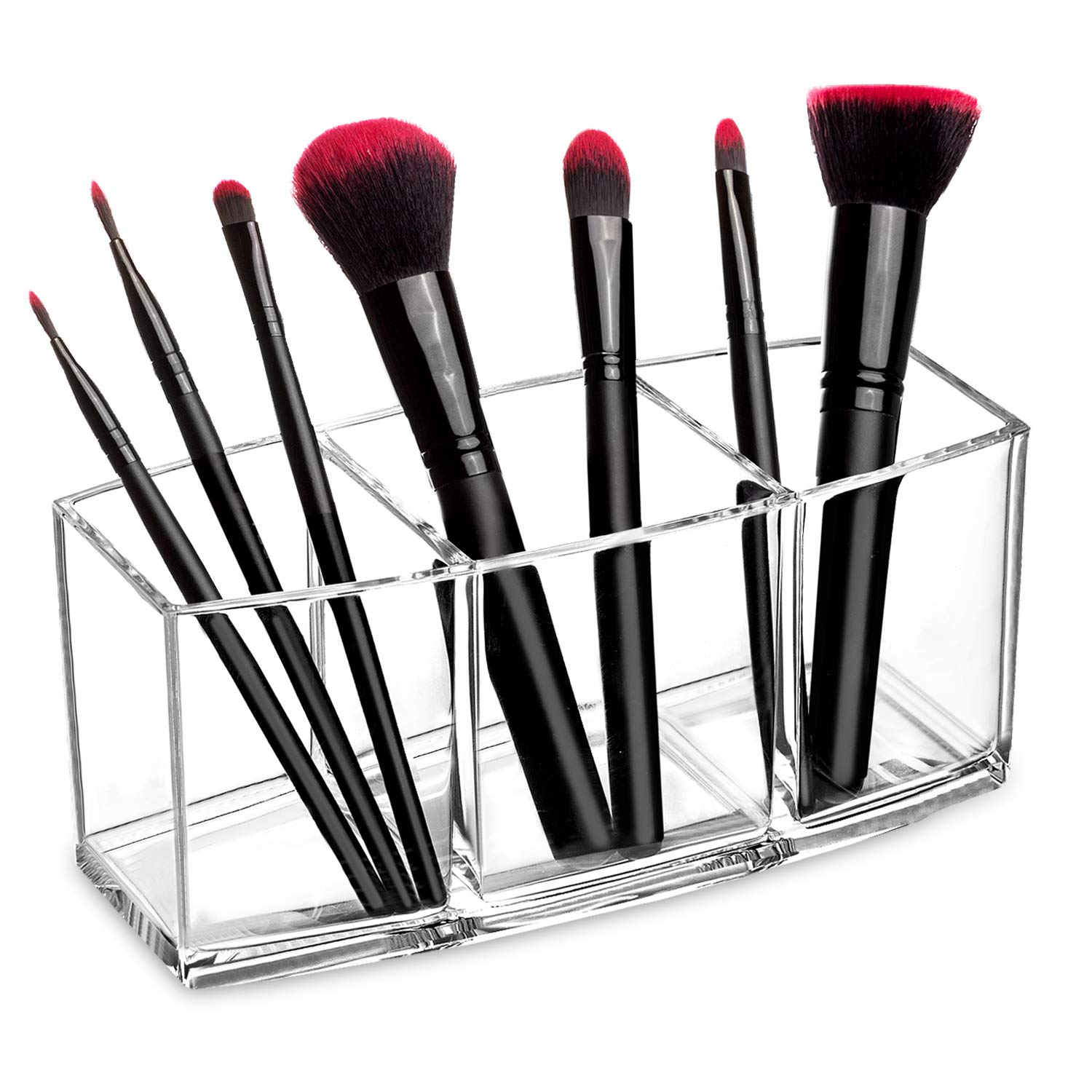 3 Slot Acrylic Makeup Brush Holder