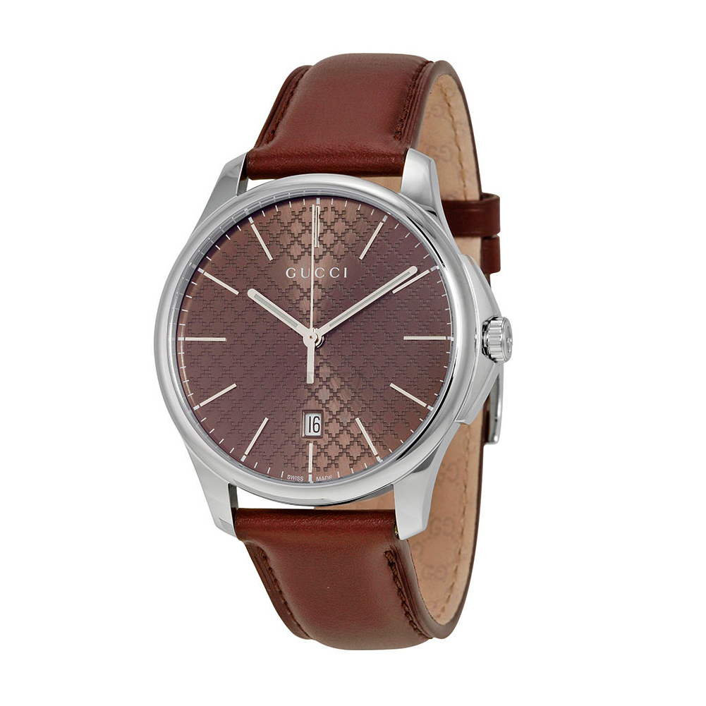 Men's G-Timeless Patterned Brown Leather Watch
