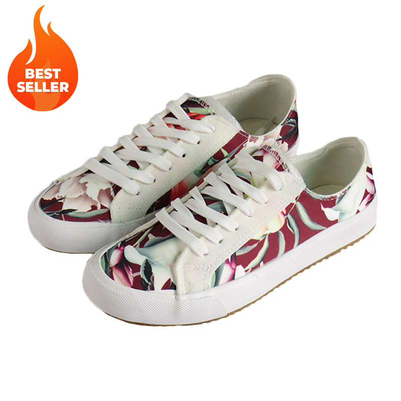 Ladies Printed Floral Satin Sneakers