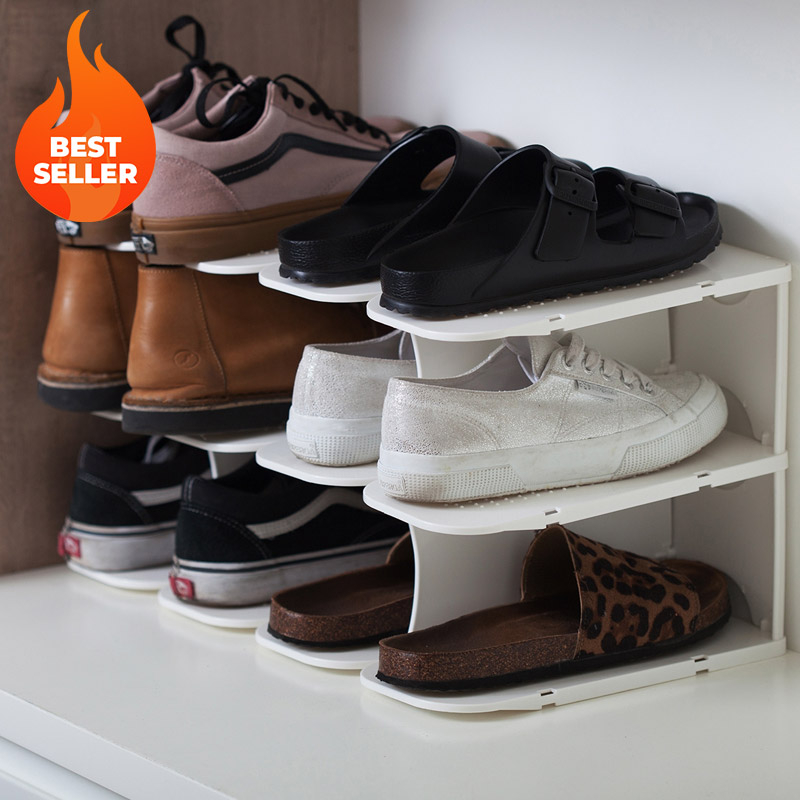 Stackable Pillar Shoe Organiser Fits 6 Pairs of Shoes