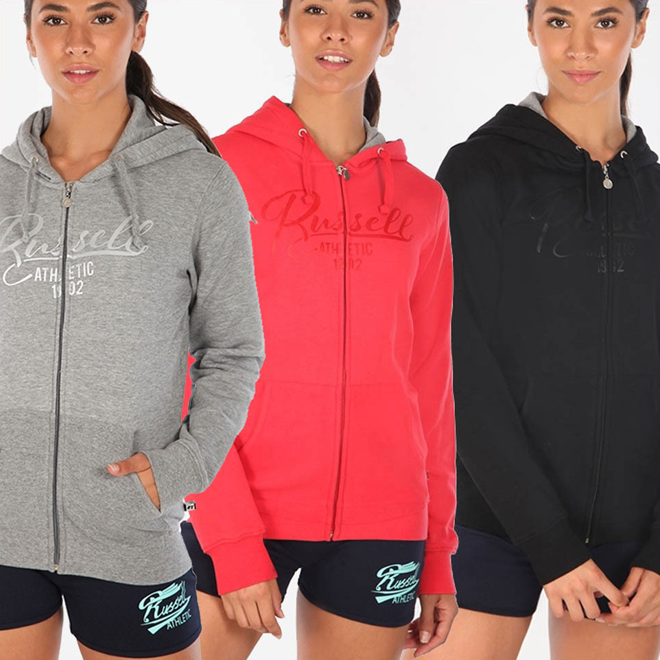 Ladies Zip Through Hoodie With Satin Script Logo