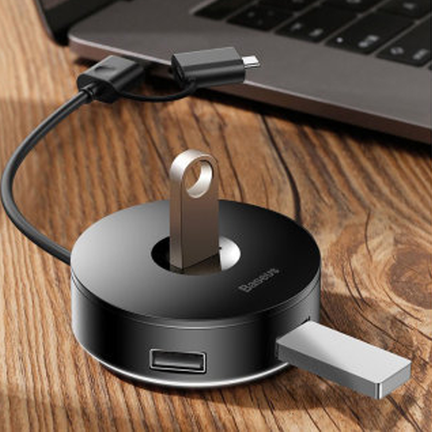 USB Hub Adapter for Data Sync & Charging (Type-A & Type-C)