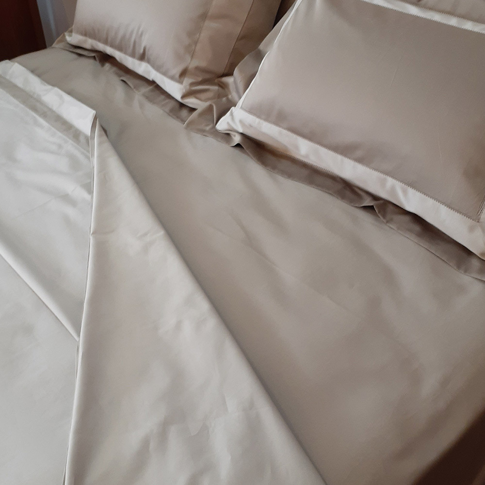 500TC Egyptian 100% Cotton Sateen Luxurious Duo Stone Sheet with Embroidery Insert