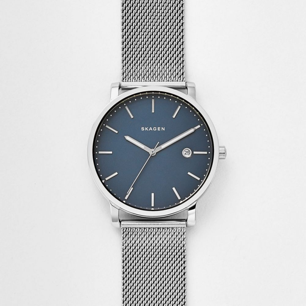 Men's Hagen Silver Round Stainless Steel Mesh Watch