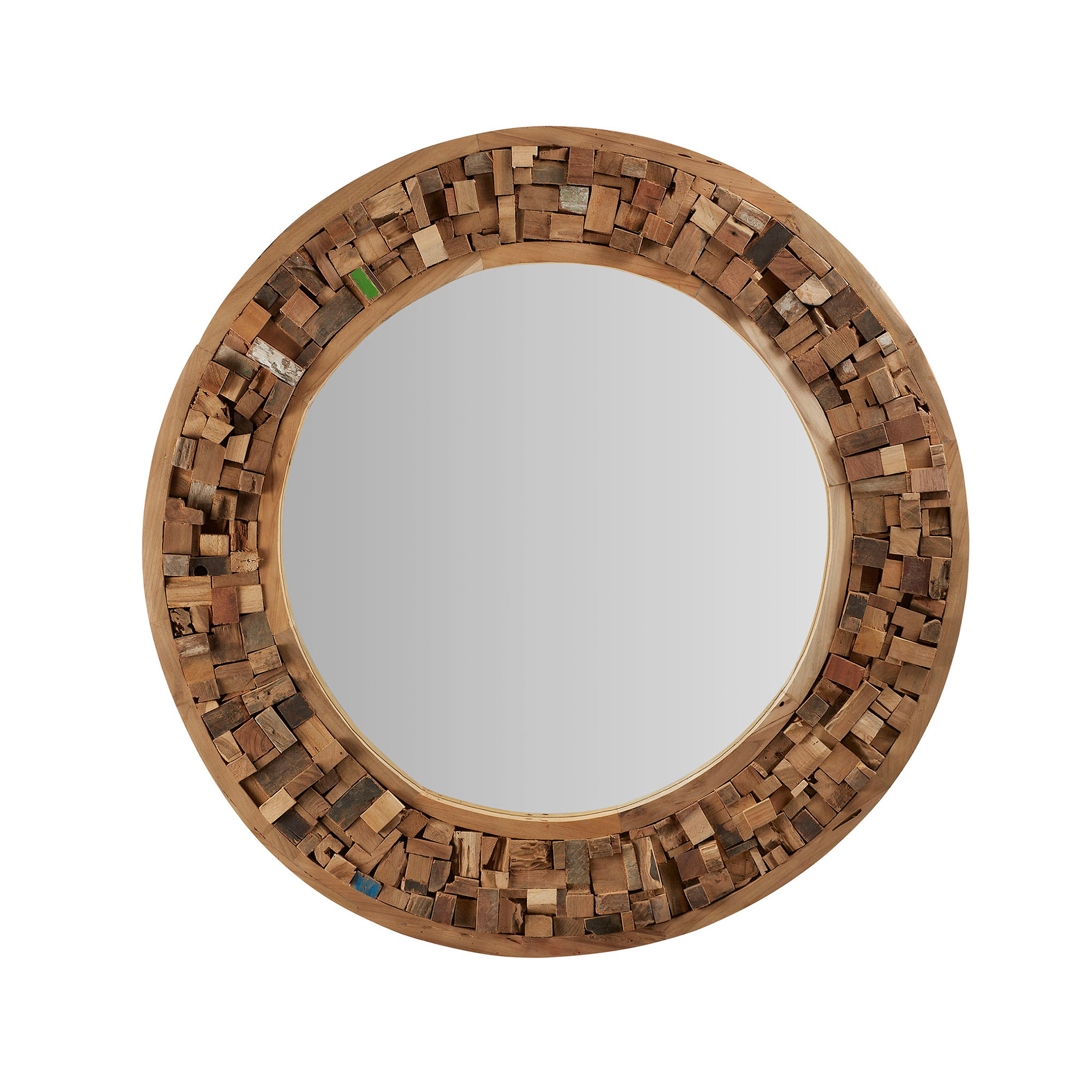 90cm Appleton Round Wood Teak Mirror