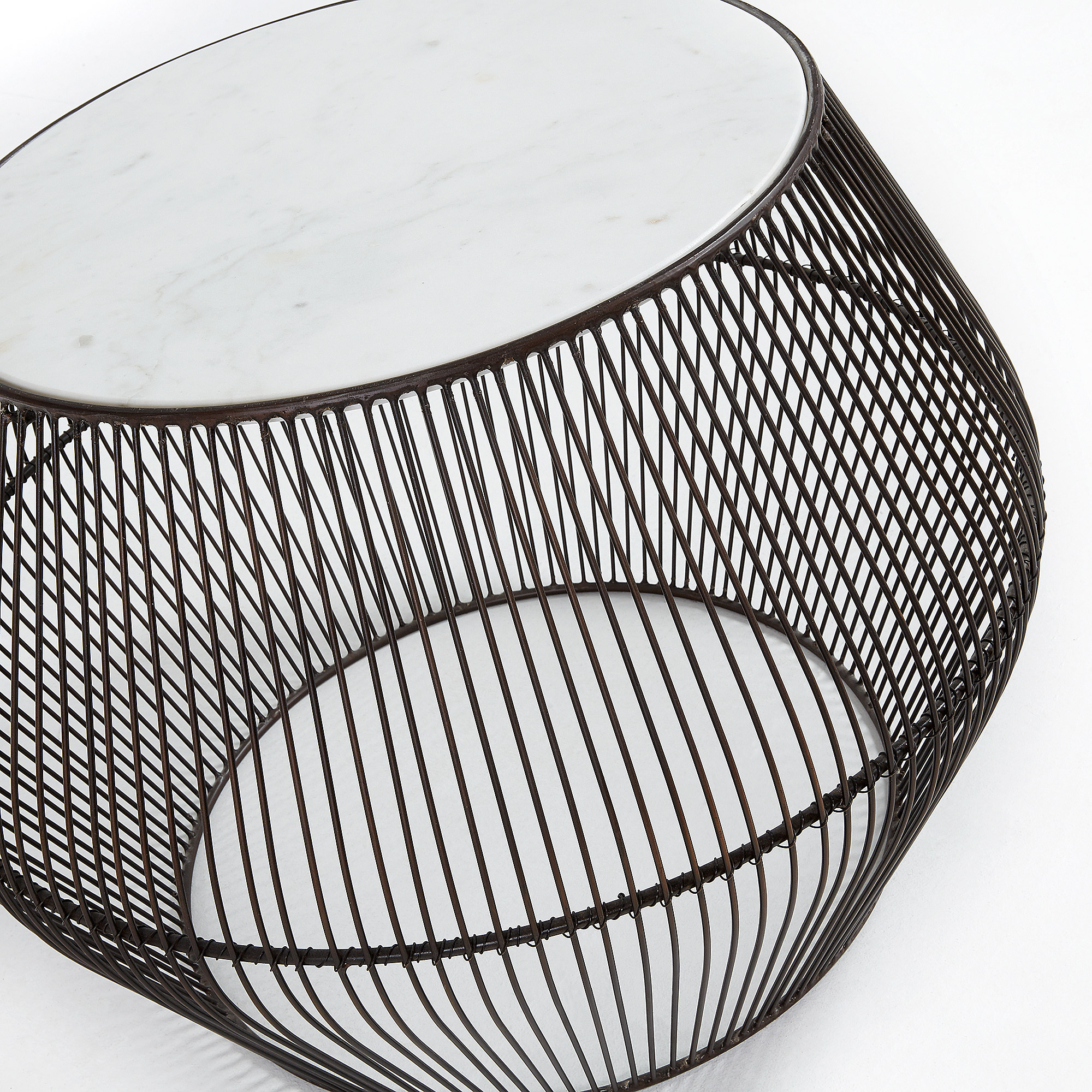 Jeffs Metal and White Marble Side Table