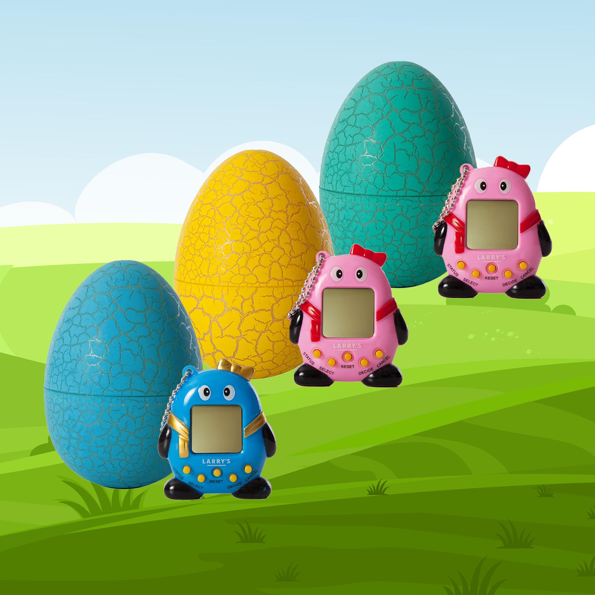 Virtual 90's Keychain Pets in a Dinosaur Egg
