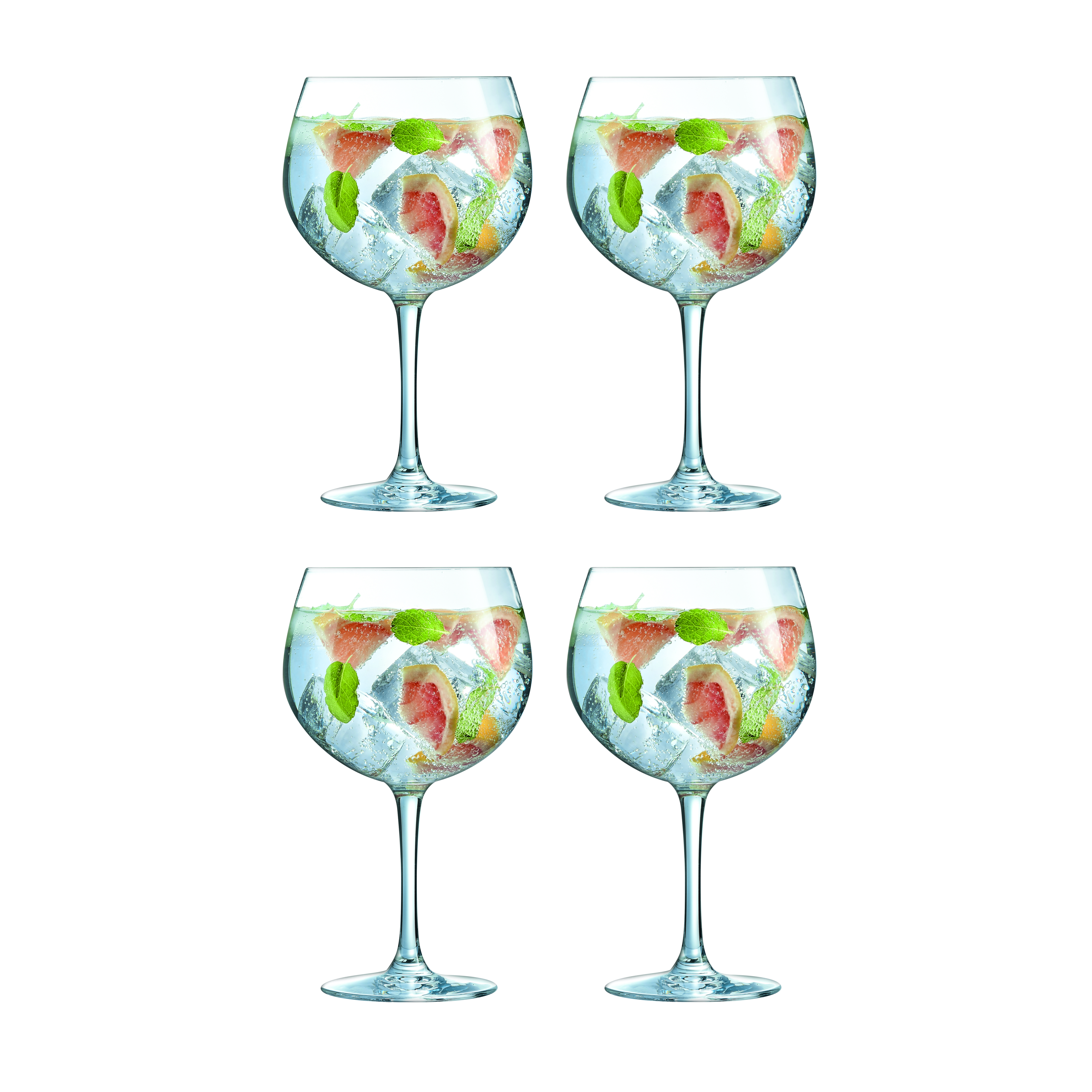 Set of 4 Nightcap Stemmed Glasses (Gin, Margarita, Cocktail or Champagne)