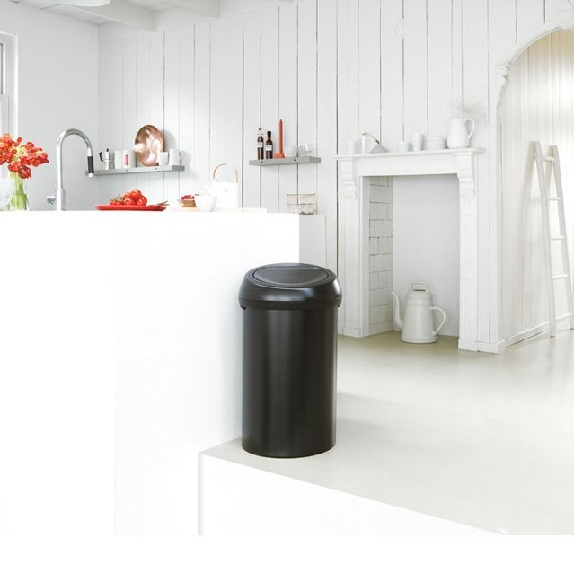 60L Matt Black Touch Bin