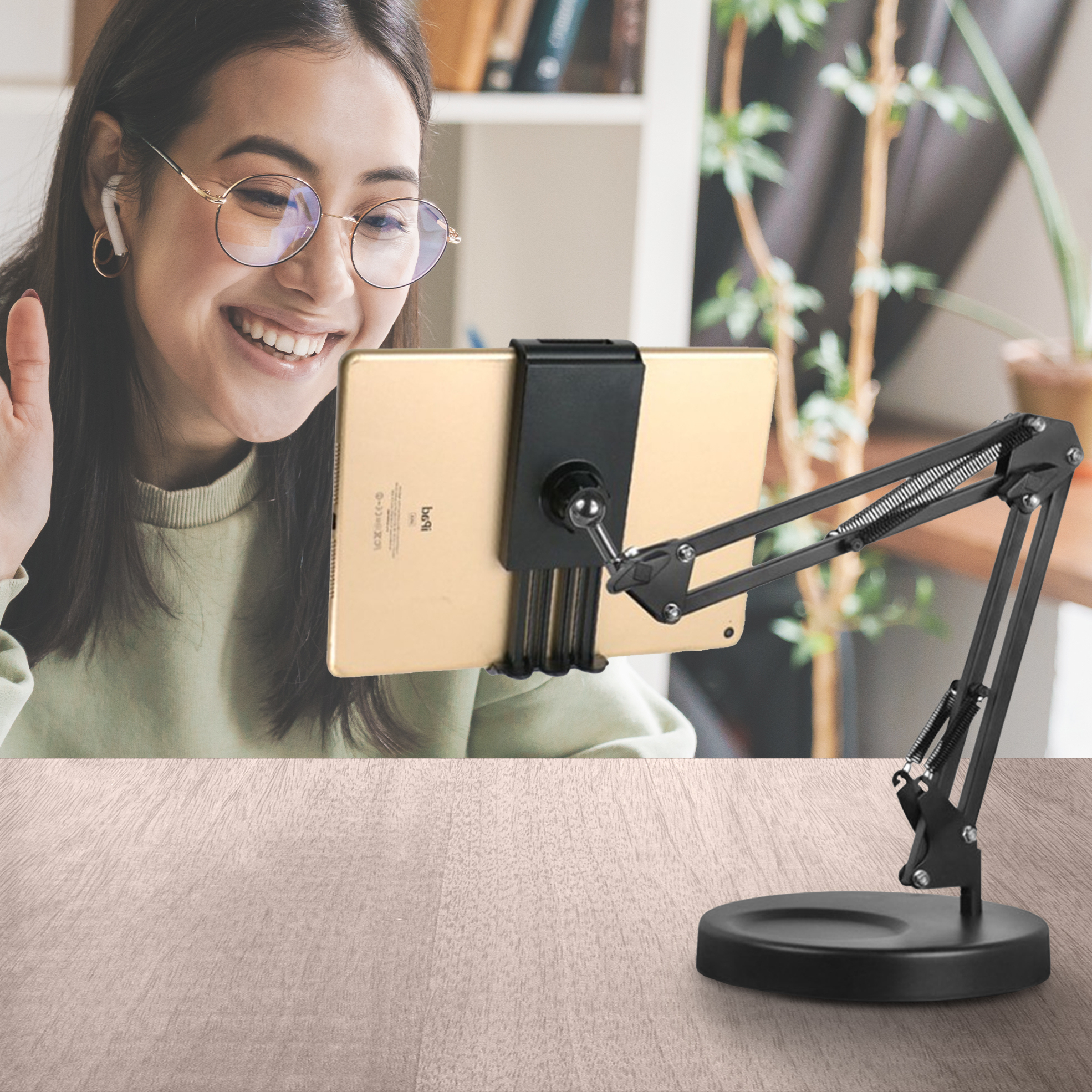 Folding Arm Pivot Tablet Desktop Stand