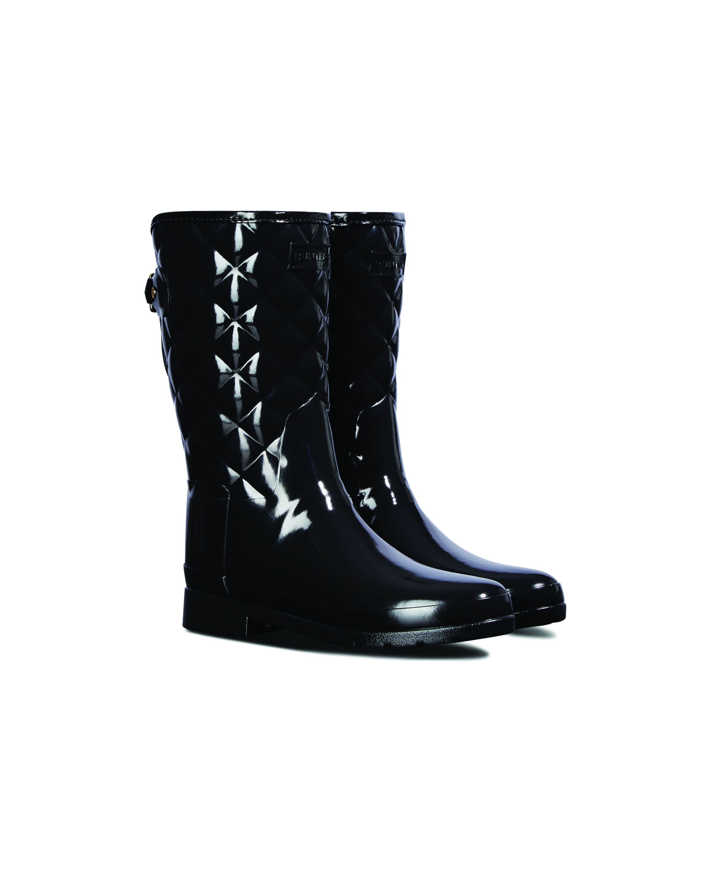 Ladies Refined Short Quilted Gloss Boots
