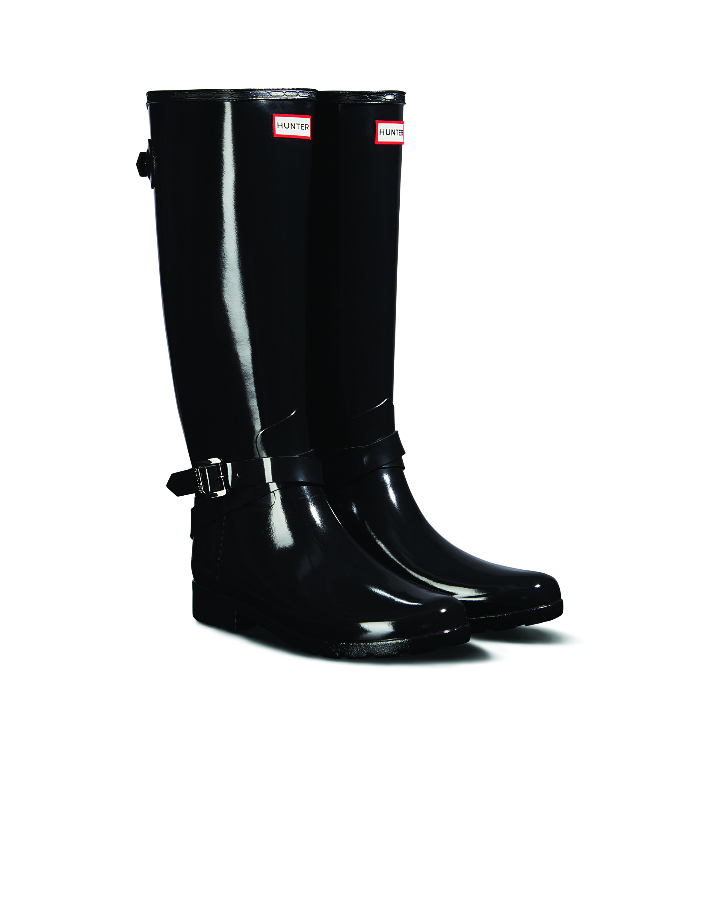 Ladies Refined Tall Gloss Boots with Adjustable Backs