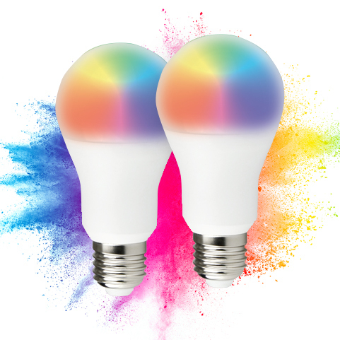 Pack of 2 9W Colour Changing Wifi Enabled LED Lightbulbs (E27 or B22)
