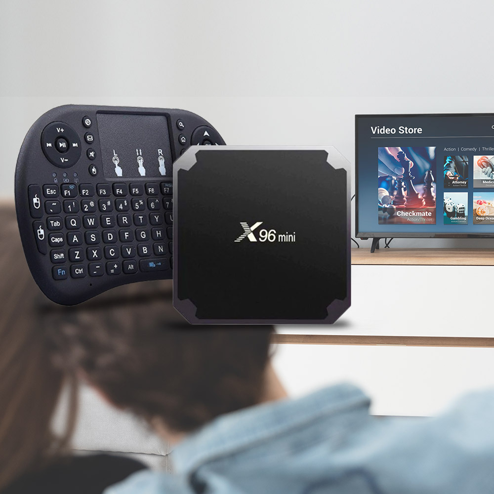 Mini Android Netflix Compatible TV Media Box with Wireless Keyboard