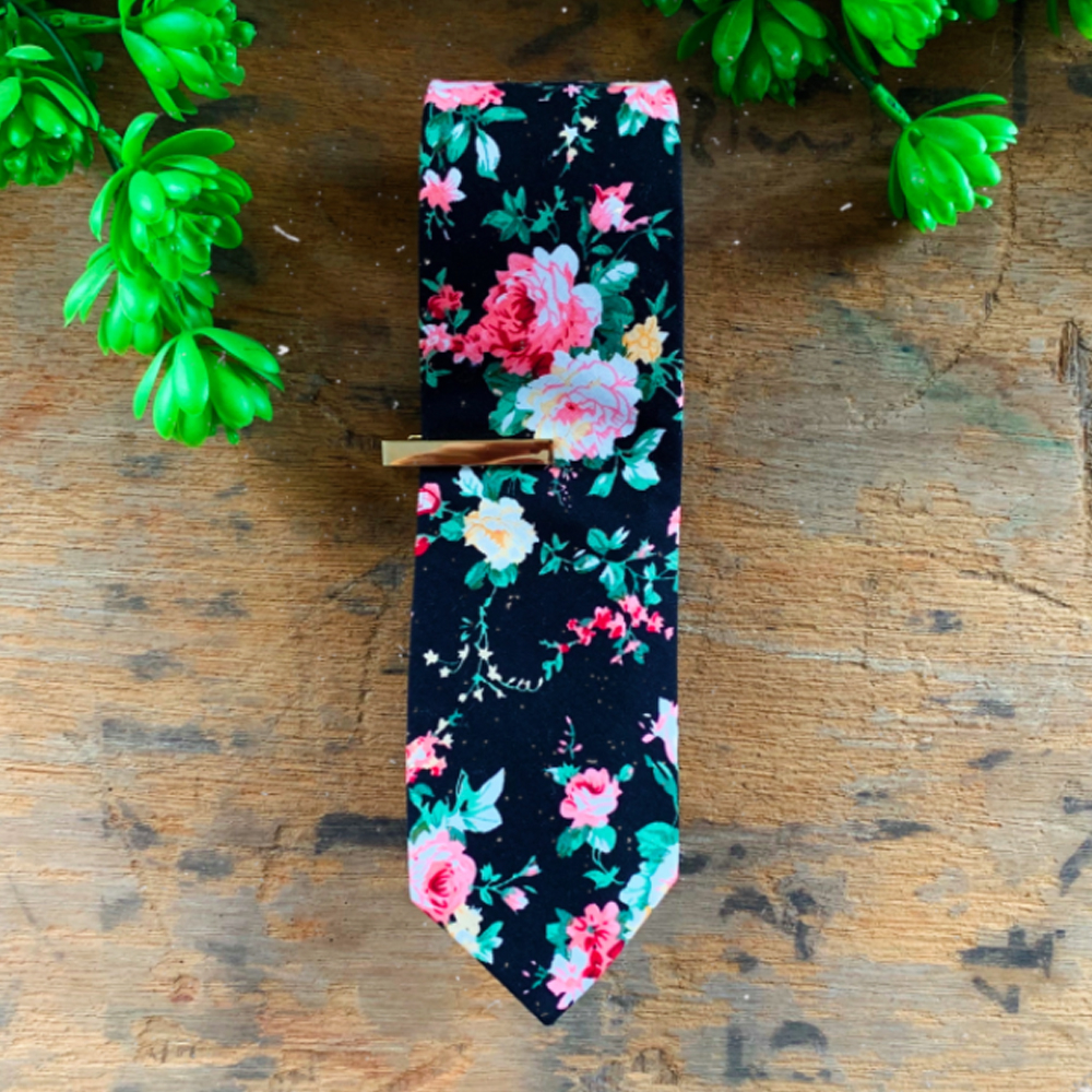 Handmade Artisan Printed Floral Skinny Ties