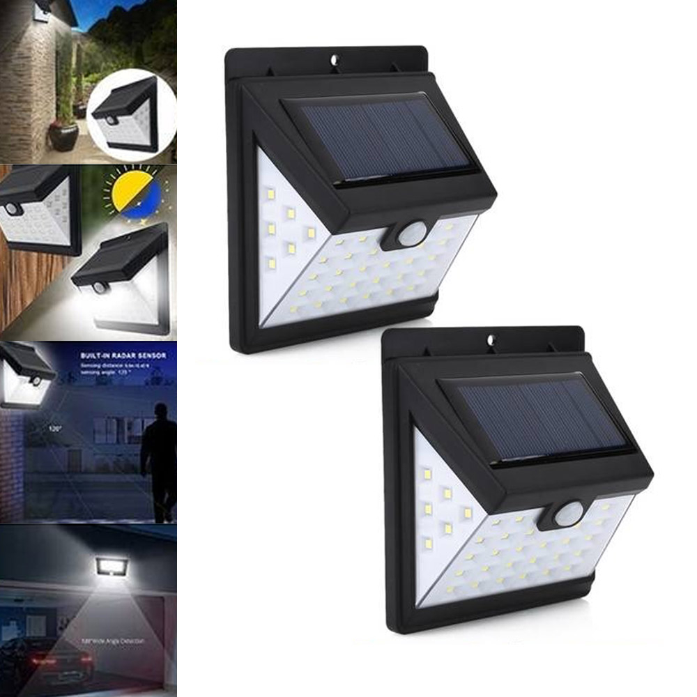 Pack of 2, 40 LED Solar Powered Wall Lights
