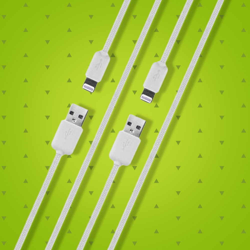 Pack of 2 Cotton Lightning Cables (180cm Each)
