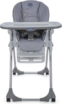 Polly Easy High Chair with  4 Swivel Wheels for Easy Mobility (Nature Grey)