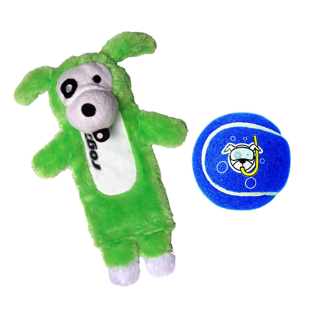 Thinz Plush Dog Toy and Molecule Tennis Ball Toy