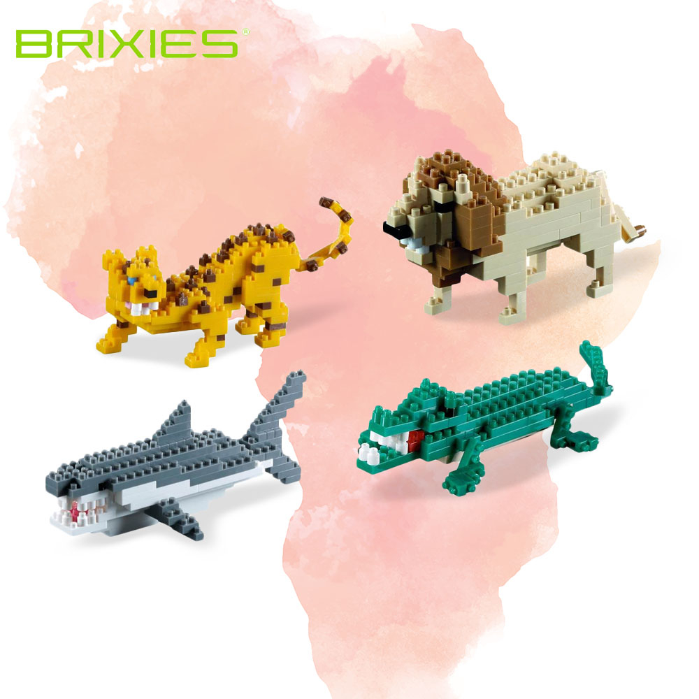 African Wild Animals Brick Building Play Set