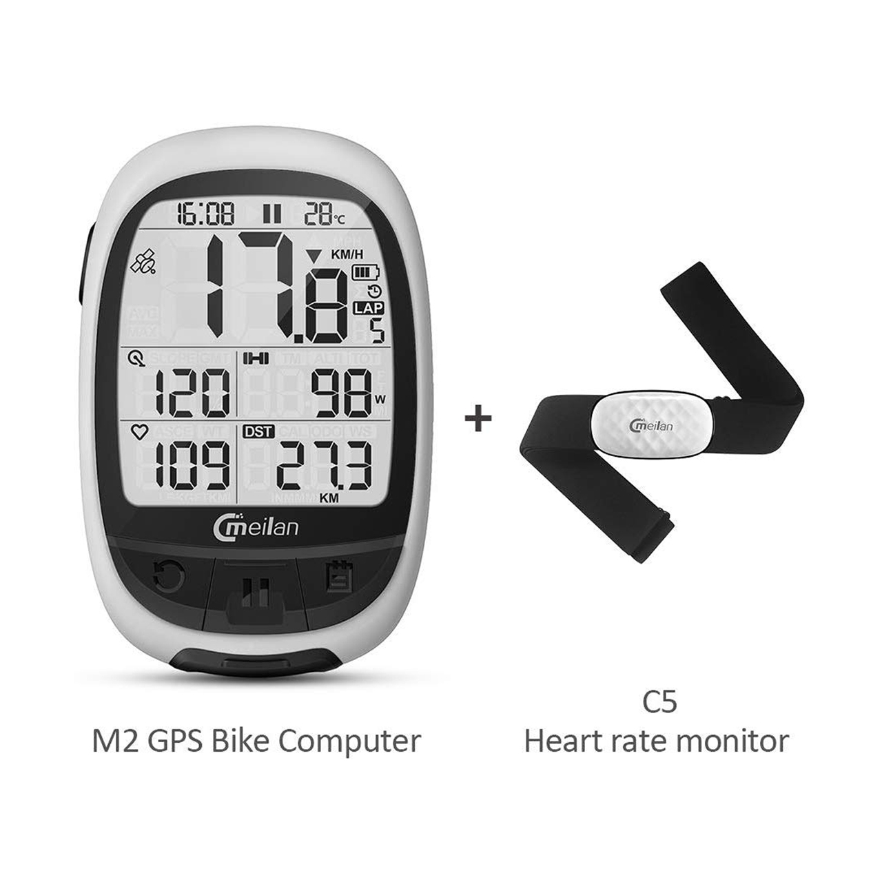 M2 GPS Core Cycle Computer and C5 Fully Compatible Heart Rate Monitor