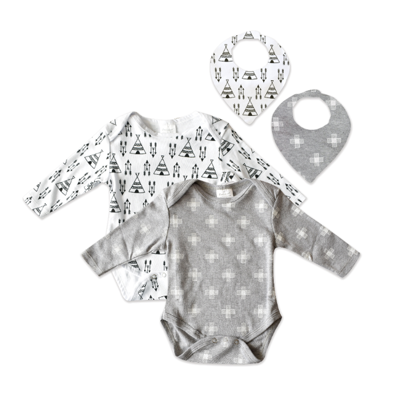 Pack of 2 100% Cotton Long Sleeved Babygrows & Matching Bibs