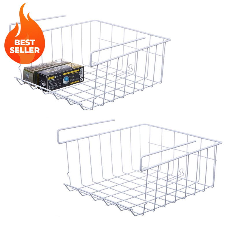 Pack of 2 Stackable Hanging Iron Baskets