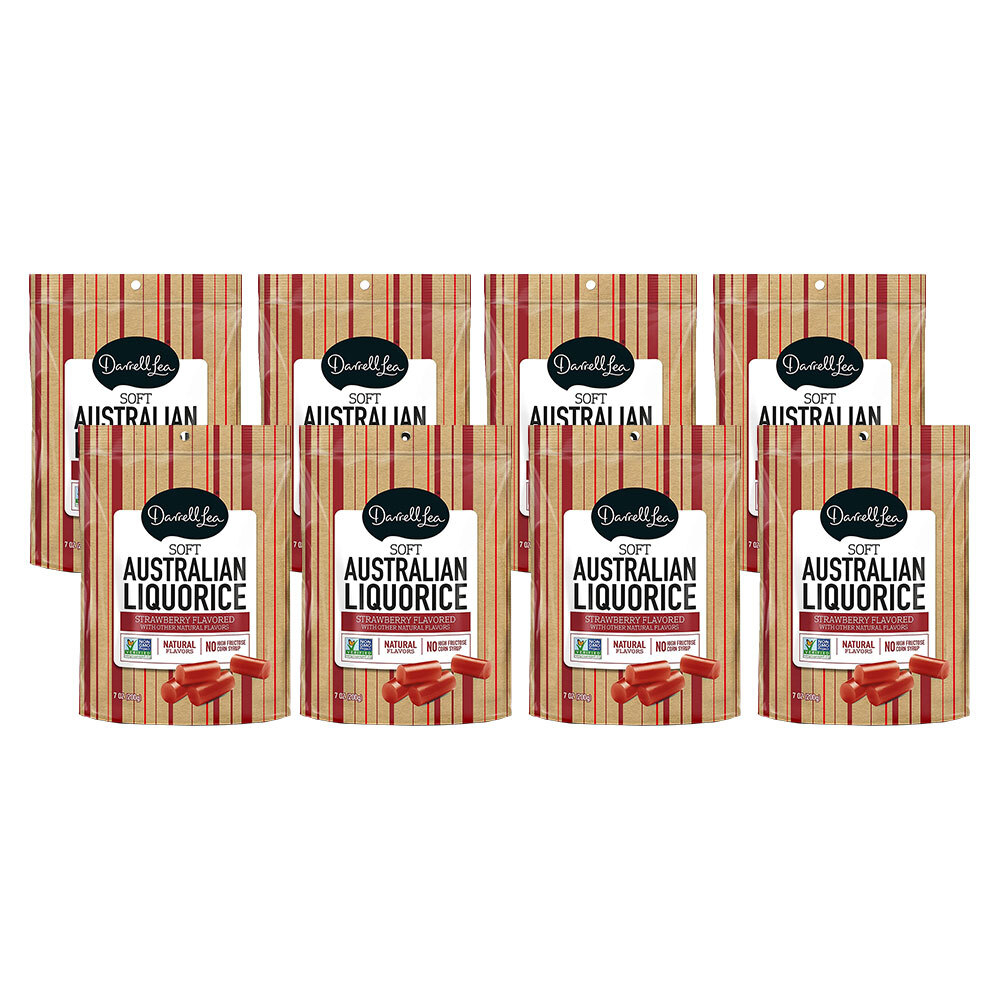 Pack of 8 Soft Australian Strawberry Flavored Liquorice (200g Each)