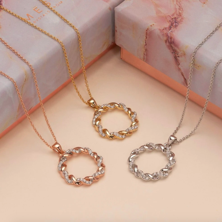 Spiral Pendant Necklace with Swarovski Crystals