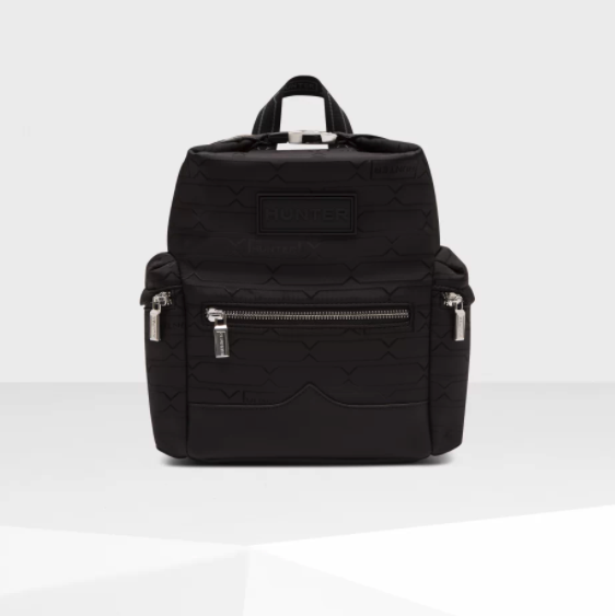 Refined Jacquard Mini Black Top Clip Backpack