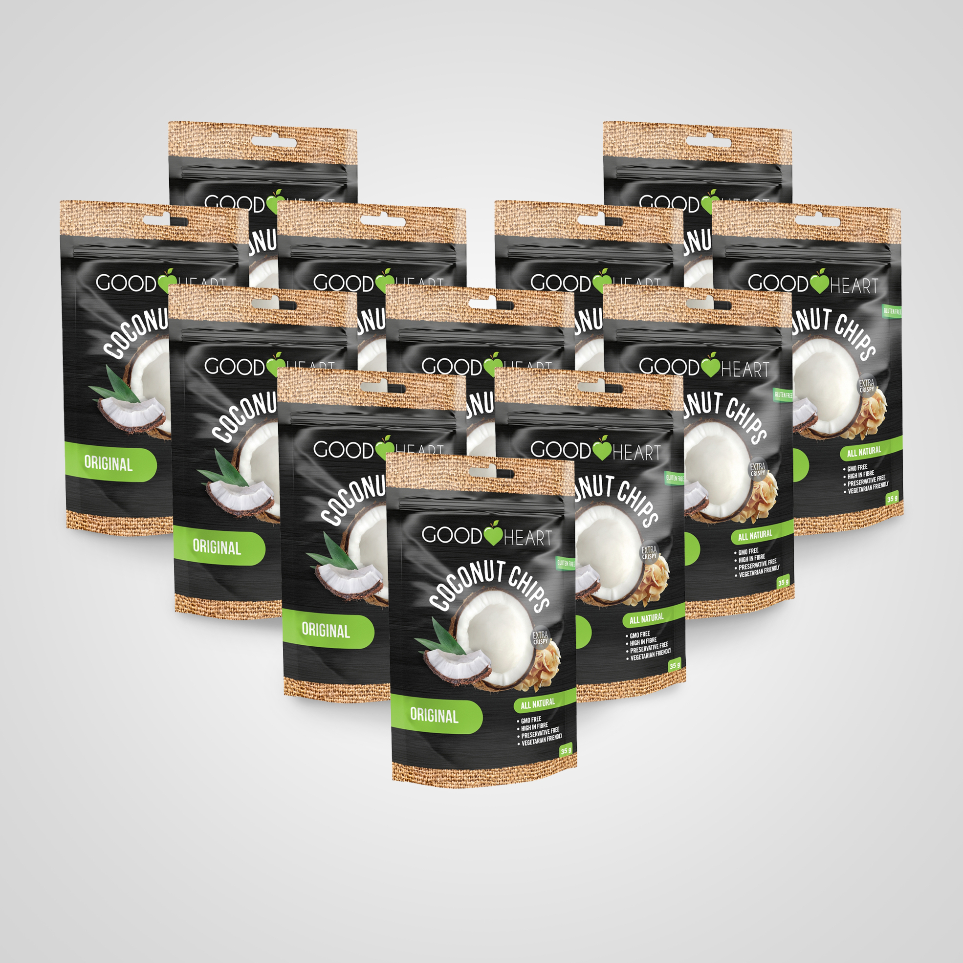 Pack of 12 Coconut Chips (35g each)