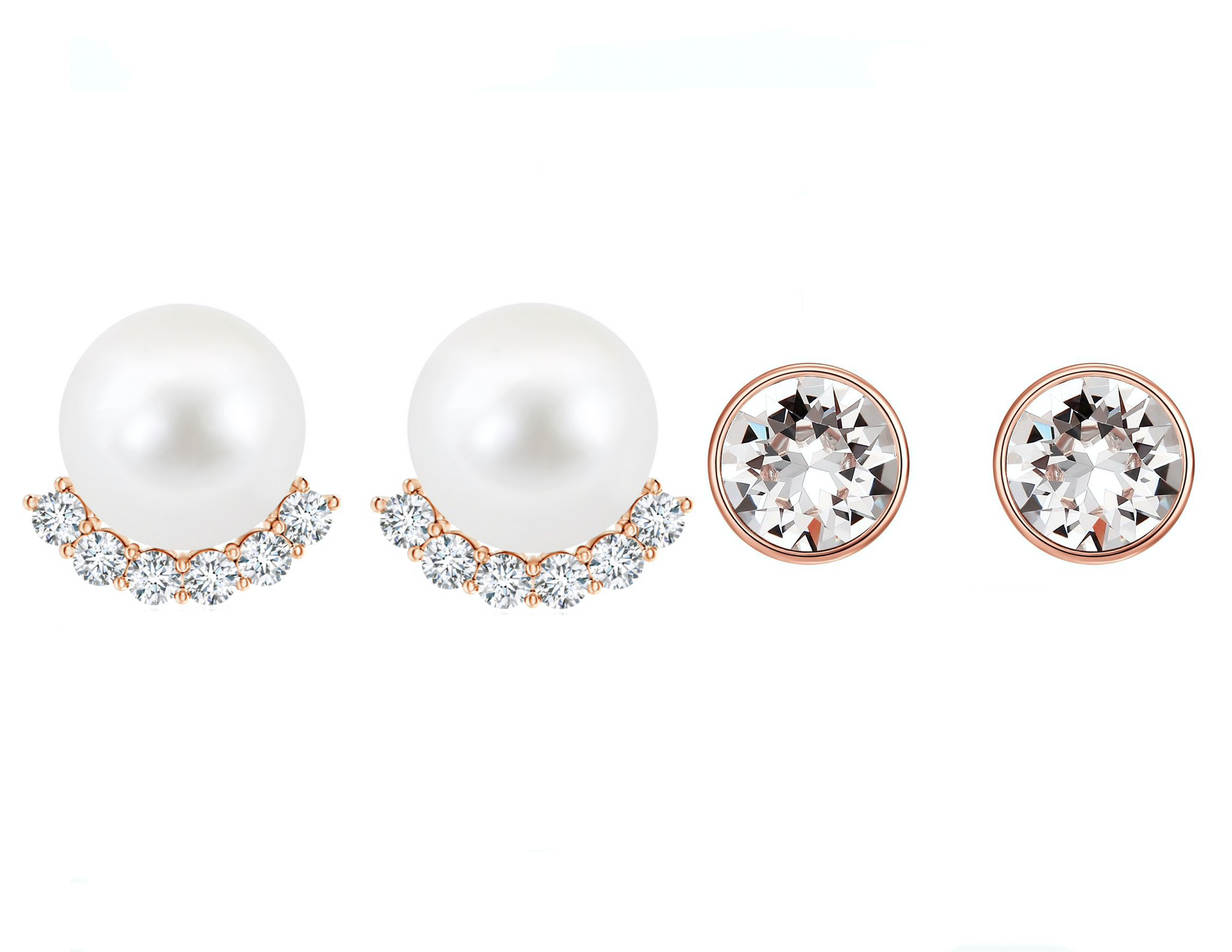 Mary Plated Pearl Stud & Chene Swarovski Crystal Stud