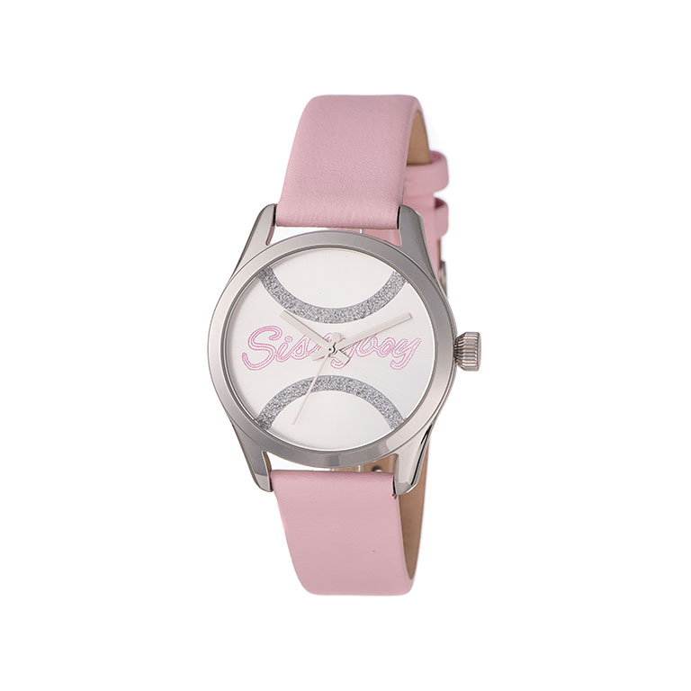 Signature Silver Watch with Pink Leather Strap