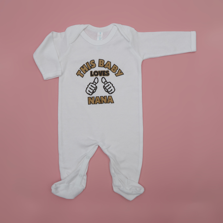 100% Cotton This Baby Loves Nana Baby Grow